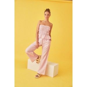 Pink linen pants set